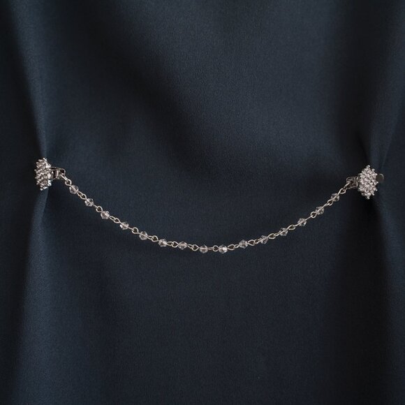 Diamond Collar Clip NEW  Sweater Pin Jacket Dress Cinch Cardigan Blouse Cape - Picture 5 of 6